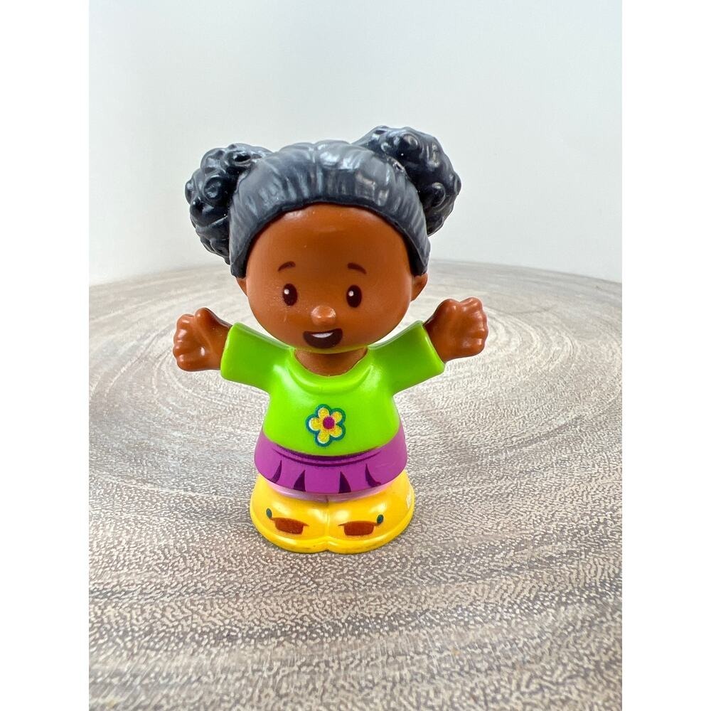 Fisher-Price Little People Tessa Figure Girl 2 Green Top Purple Dress 2016